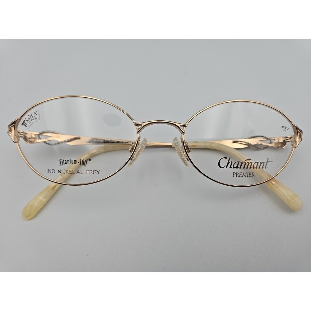 CHARMANT Premier EU7668 GW Gold 53-18-135 Titanium 100 Eyeglasses‎ Frames Only